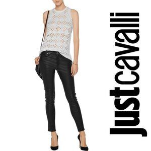 JUST CAVALLI Tank Top Open Crochet Knit Sleeveless